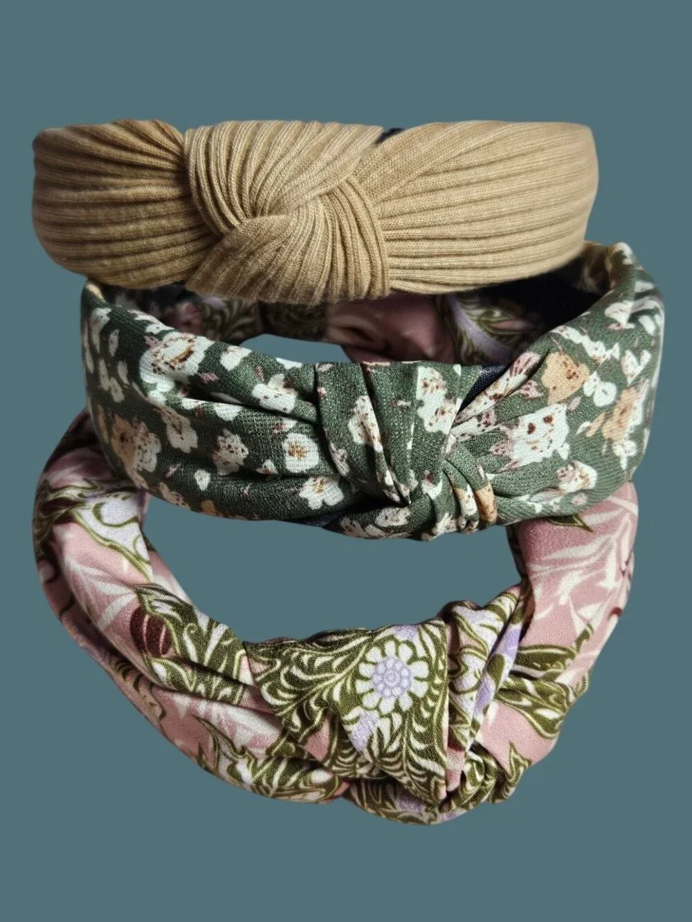 Hair Accessory Lot- 3 Fabric Knot Headbands & 2 Hair Claw Clips